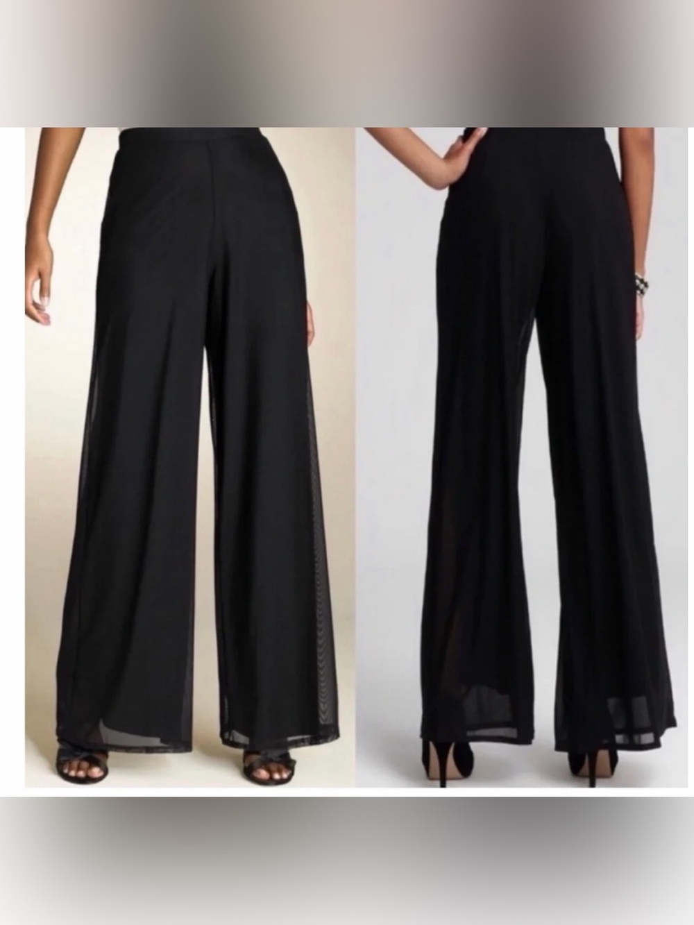 Tadashi Shoji Black Wide-Leg Palazzo Trousers
